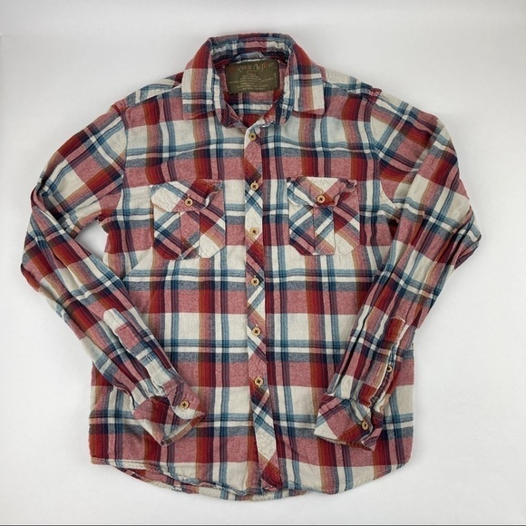 Rustic Outfitter Button Up Shirt Mens Small Red Plaid Long Sleeve - Picture 1 of 8